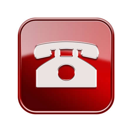 Phone icon red, isolated on white backgroundの写真素材