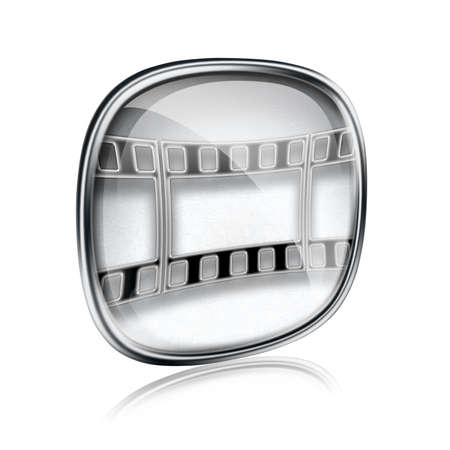 Film icon grey glass, isolated on white background.の写真素材