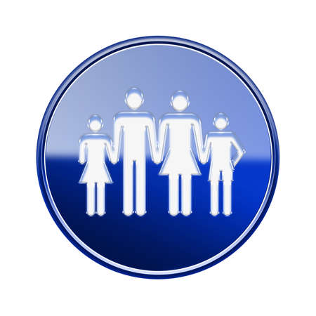 family icon glossy blue, isolated on white background.の写真素材