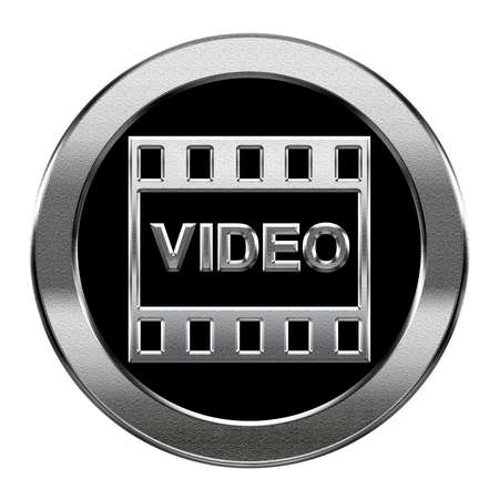 Film icon silver, isolated on white background.