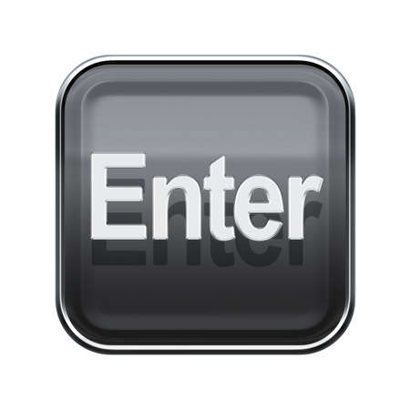 Enter icon glossy grey, isolated on white backgroundの写真素材
