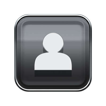 User icon glossy grey, isolated on white backgroundの写真素材