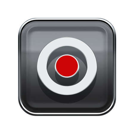 Record icon glossy grey, isolated on white background