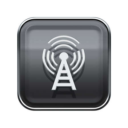 WI-FI tower icon glossy grey, isolated on white backgroundの写真素材