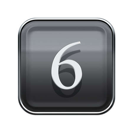 Number six grey glossy, isolated on white backgroundの写真素材