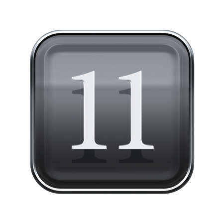 Eleven icon grey glossy, isolated on white background