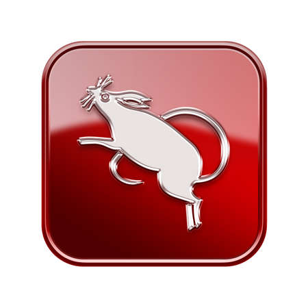 Rat Zodiac icon red, isolated on white background.の写真素材