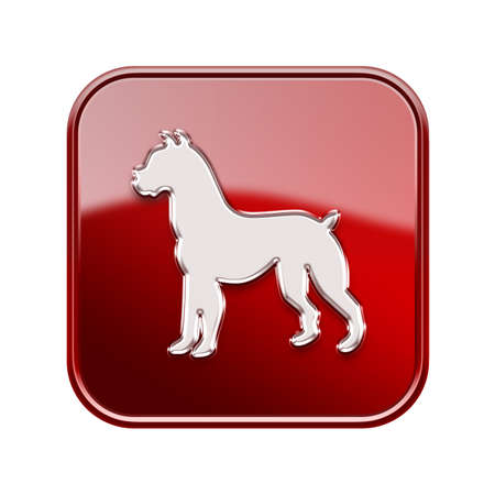 Dog Zodiac icon red, isolated on white background.の写真素材