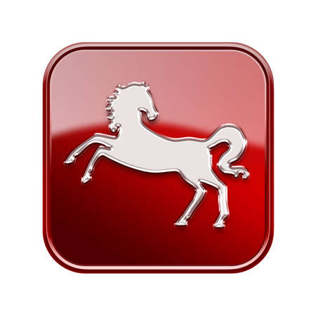 Horse Zodiac icon red, isolated on white background.の写真素材