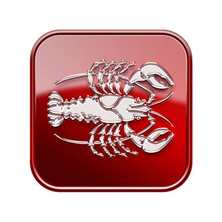 Cancer zodiac icon red, isolated on white backgroundの写真素材
