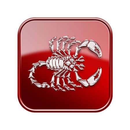 Scorpio zodiac icon red, isolated on white backgroundの写真素材