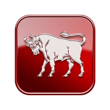 Taurus zodiac icon red, isolated on white backgroundの写真素材