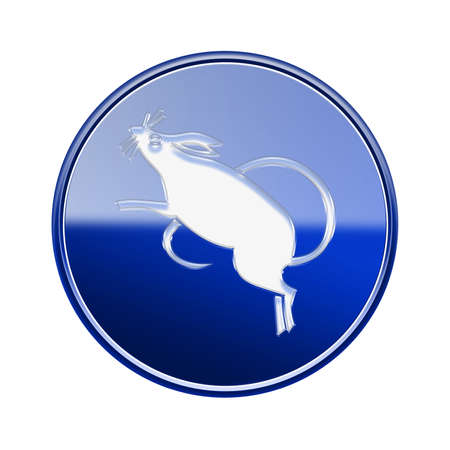 Rat Zodiac icon blue, isolated on white background.の写真素材