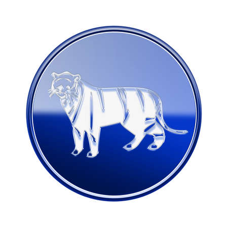 Tiger Zodiac icon blue, isolated on white background.の写真素材