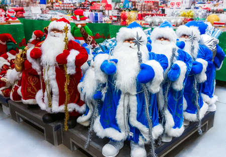 Santa Claus toy in supermarket. Christmas eveの写真素材