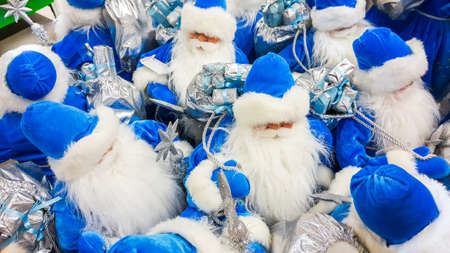 Santa Claus toy in supermarket. Christmas eveの写真素材