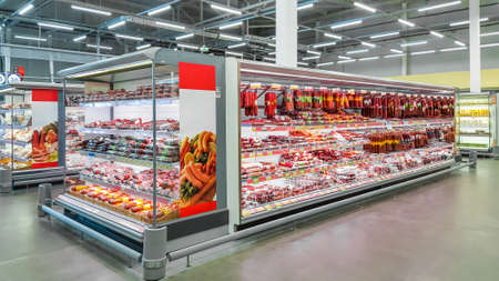 Moscow, Russia - AUGUST 26: Shopping center Lenta on August 26, 2016 in Moscow, Russia. Lenta is one of the largest companies on russian marketのeditorial素材