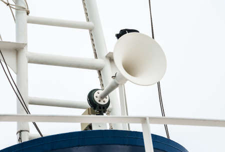 Megaphone on the roof of the shipの写真素材
