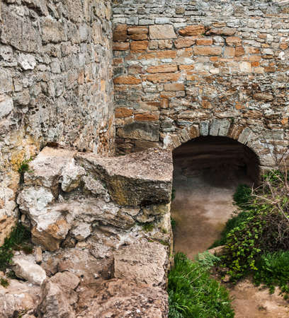 The medieval ruins of the fortress. The passage in the form of aの写真素材