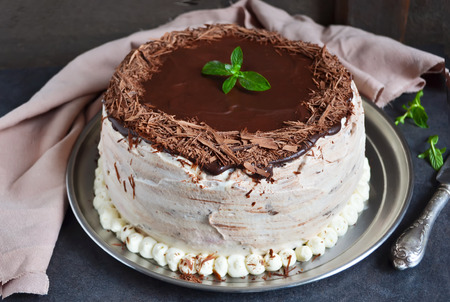 Chocolate cake with cream