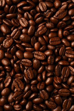 Aroma brown roasted coffee beans. Arabica, food background.の写真素材