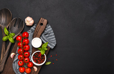 Black Food background with space for textの写真素材