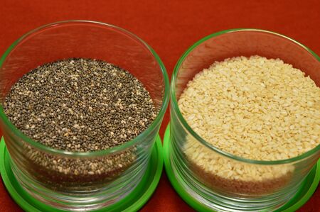 sesame seeds and chia seedsの写真素材