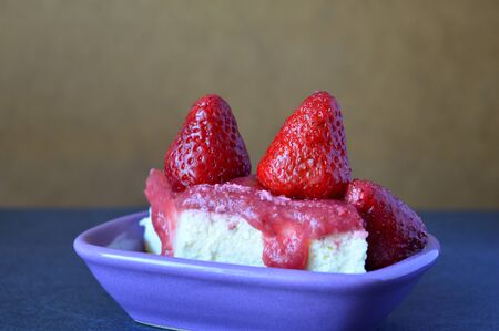 ice cream with strawberries on a bowlの写真素材