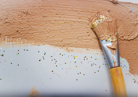 Flat brush for makeup, face cream, cream smearsの写真素材