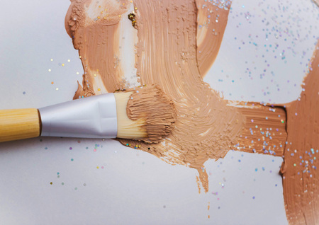 Flat brush for makeup, face cream, cream smearsの写真素材