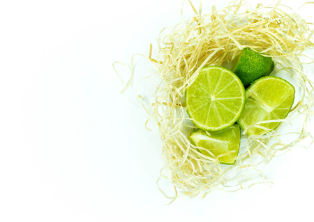 Pieces of ripe juicy lime in a sectionの写真素材