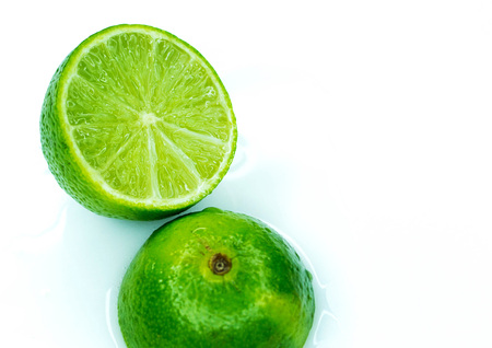Pieces of ripe juicy lime in a sectionの写真素材