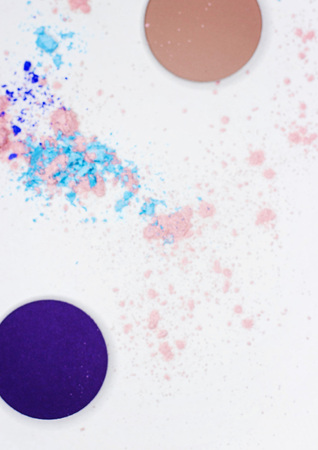 Beautiful makeup shadows scattered on white. Dry textures for professional make-up.の写真素材