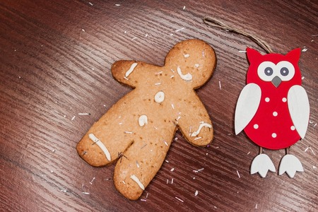 Set of Christmas gingerbread - sweet cookies in the form of holiday symbols and objects.の写真素材