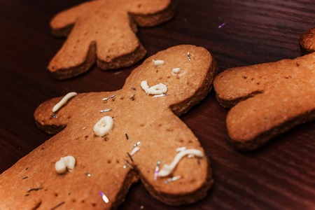 Set of Christmas gingerbread - sweet cookies in the form of holiday symbols and objects.の写真素材