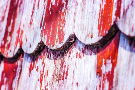 Wooden Shingles of wall siding of historic Black Forest farmhouse, Germany, Europeの写真素材
