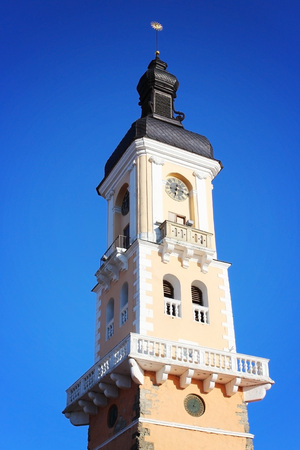 Kamenetz-Podolsk. UKRAINE. March 29 2018 Old Town Hall on the sky backgroundの写真素材