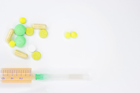 Medicine. Medical topics. Medicines on a white background. Different medications. Suicide and STOP...