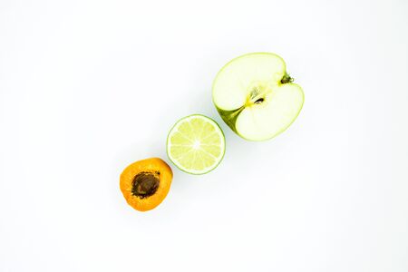 Cut fruit on white backgroundの写真素材