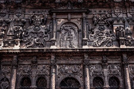 Lviv, Ukraine - July 16, 2019: Lviv. UKRAINE July 16 2019 Ancient architecture on the wall of the templeのeditorial素材
