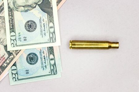 Ammunition shells and money, fonil texture for arms trade