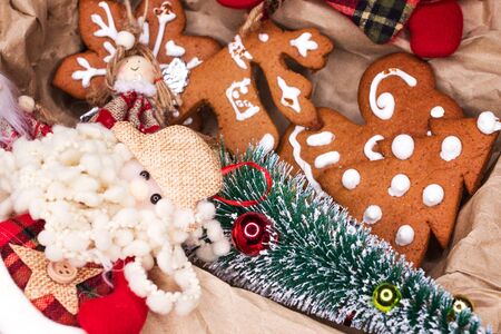 Christmas decorations, Santa Claus and cookies for Christmas.の写真素材