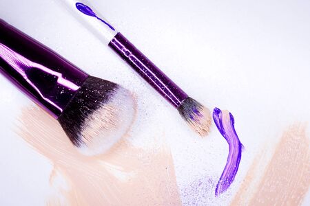 Foundation for makeup and makeup brushesの写真素材