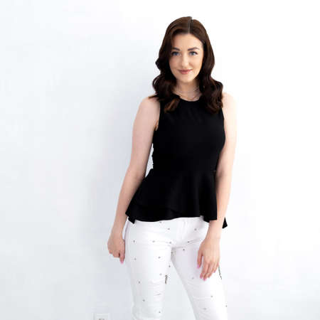 Beautiful business woman. Isolated on white background.の写真素材