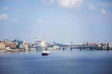 Kiev UKRAINE. August 13 2021. Port on the Dnieper river in the city of Kiev