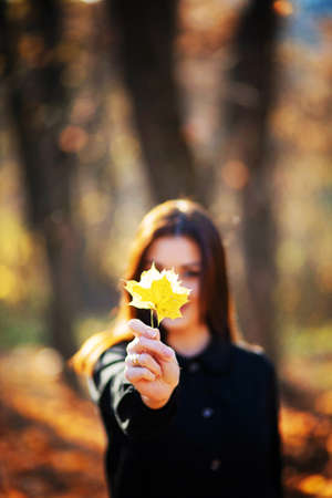 Girl in a coat in autumn. Young woman in beautiful autumn park, concept autumn