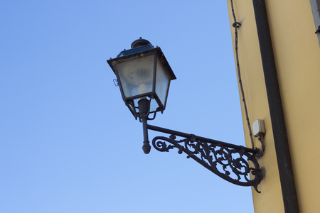 Electric streetlight town with blue skyの写真素材