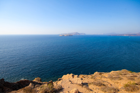 Sea view from Santorini. You can 'see the island of Nea Kameniの写真素材