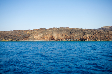 The costs of the volcano island of Santorini center.の写真素材