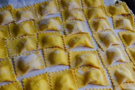 Tortelli with green herbs from Parma typical dish of the Italian-Emilian tradition.の写真素材